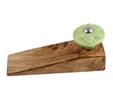 2 Pieces Green Wheel Flower Ceramic Wooden Door Stopper
